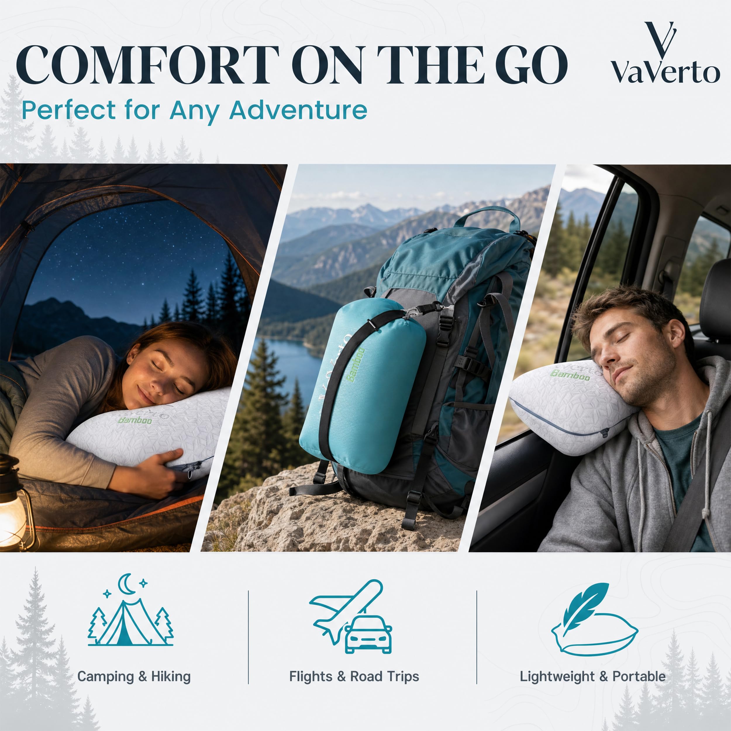 Vaverto funda de transporte compacta protegiendo la almohada en viaje