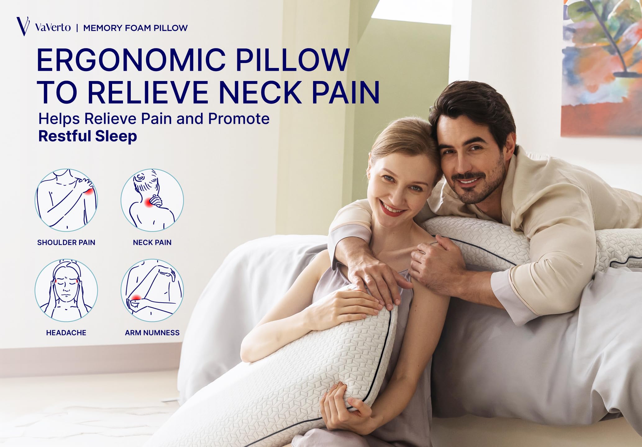 Vaverto almohada en dormitorio elegante mostrando uso diario confortable