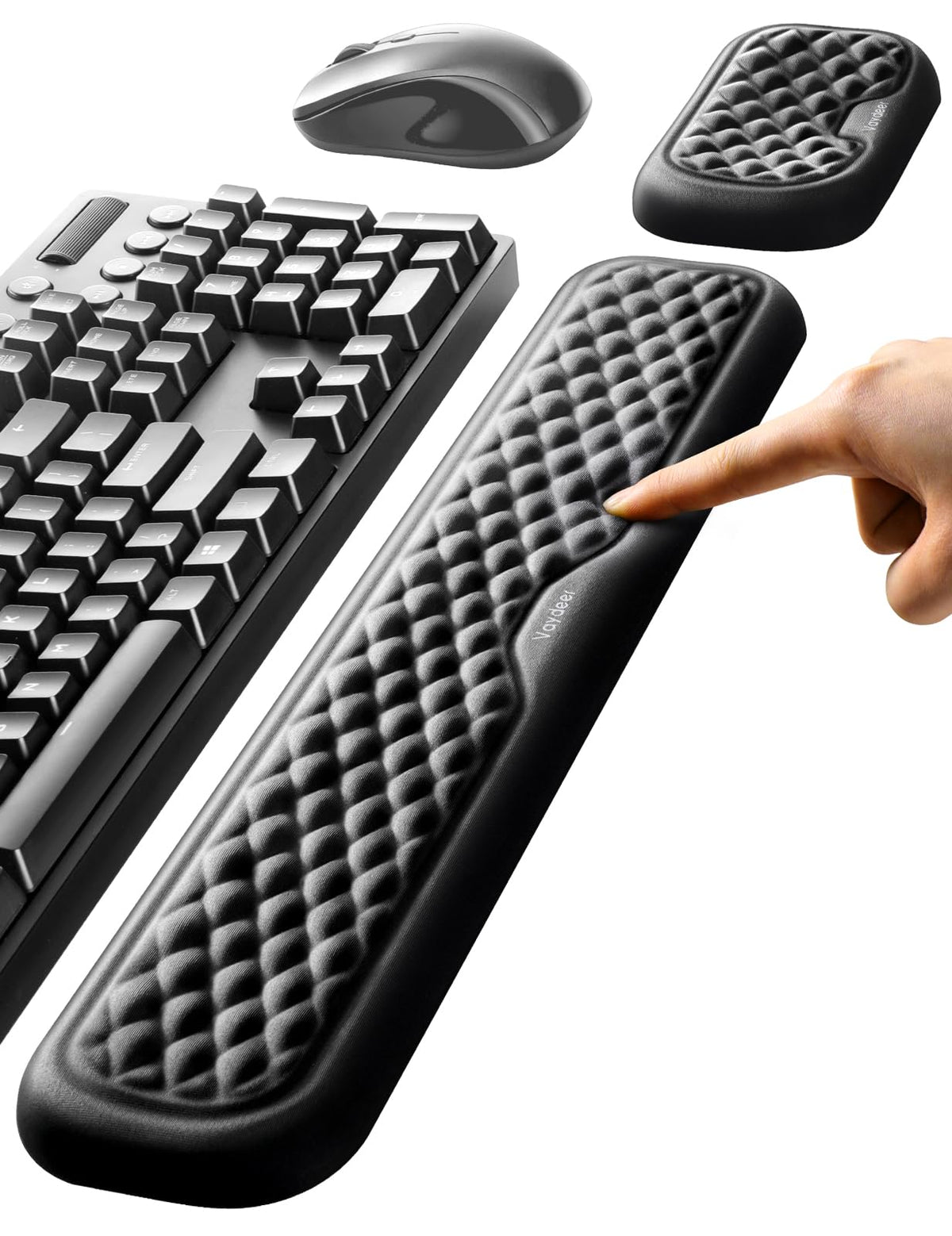 Vaydeer almohadilla para teclado frontal mostrando soporte ergonómico