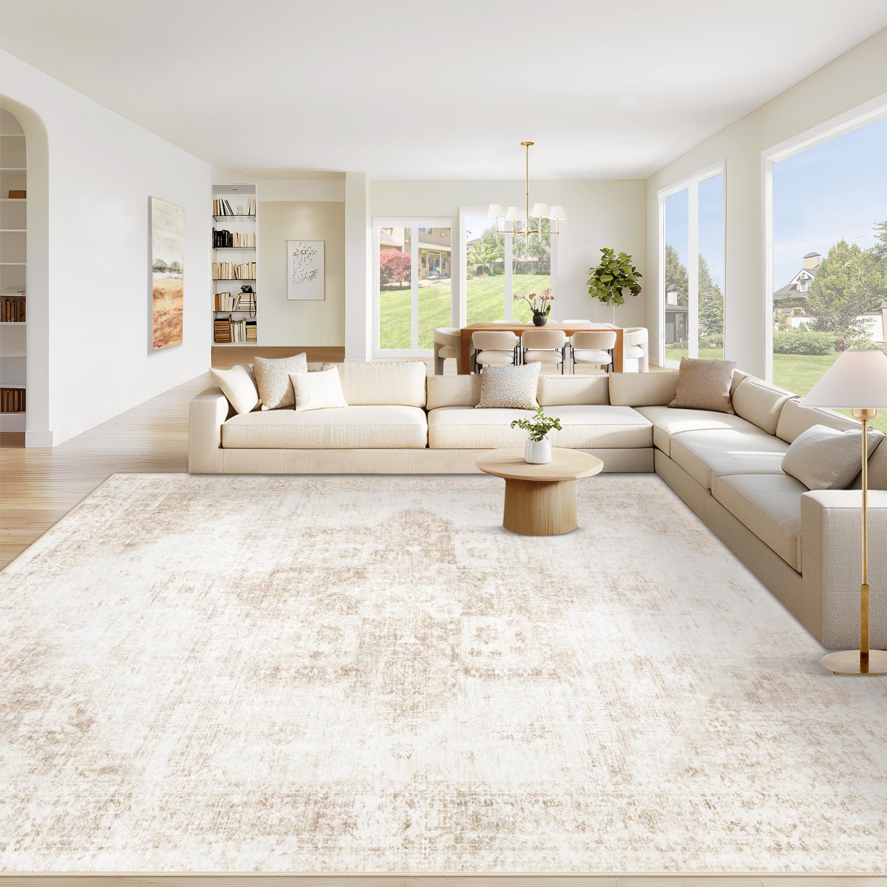 VECARF alfombra vista frontal beige que aporta calidez al salón