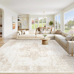 VECARF alfombra vista frontal beige que aporta calidez al salón