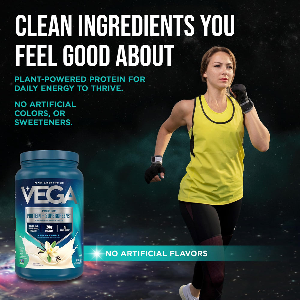 Vega cucharada con polvo del suplemento, medida práctica por porción