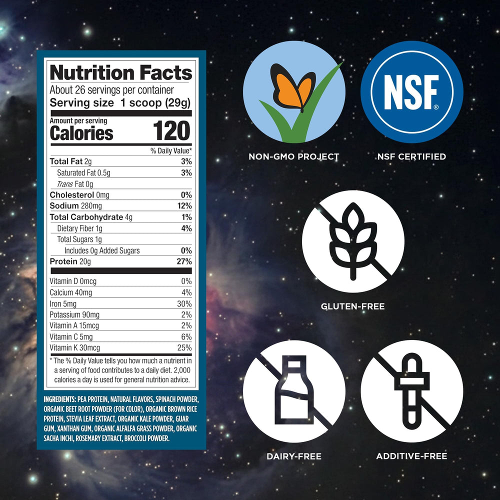 Vega ingredientes greens con kale y espinaca destacando nutrientes vegetales
