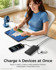 VEGER cables integrados Lightning y USB‑C listos para cargar dispositivos