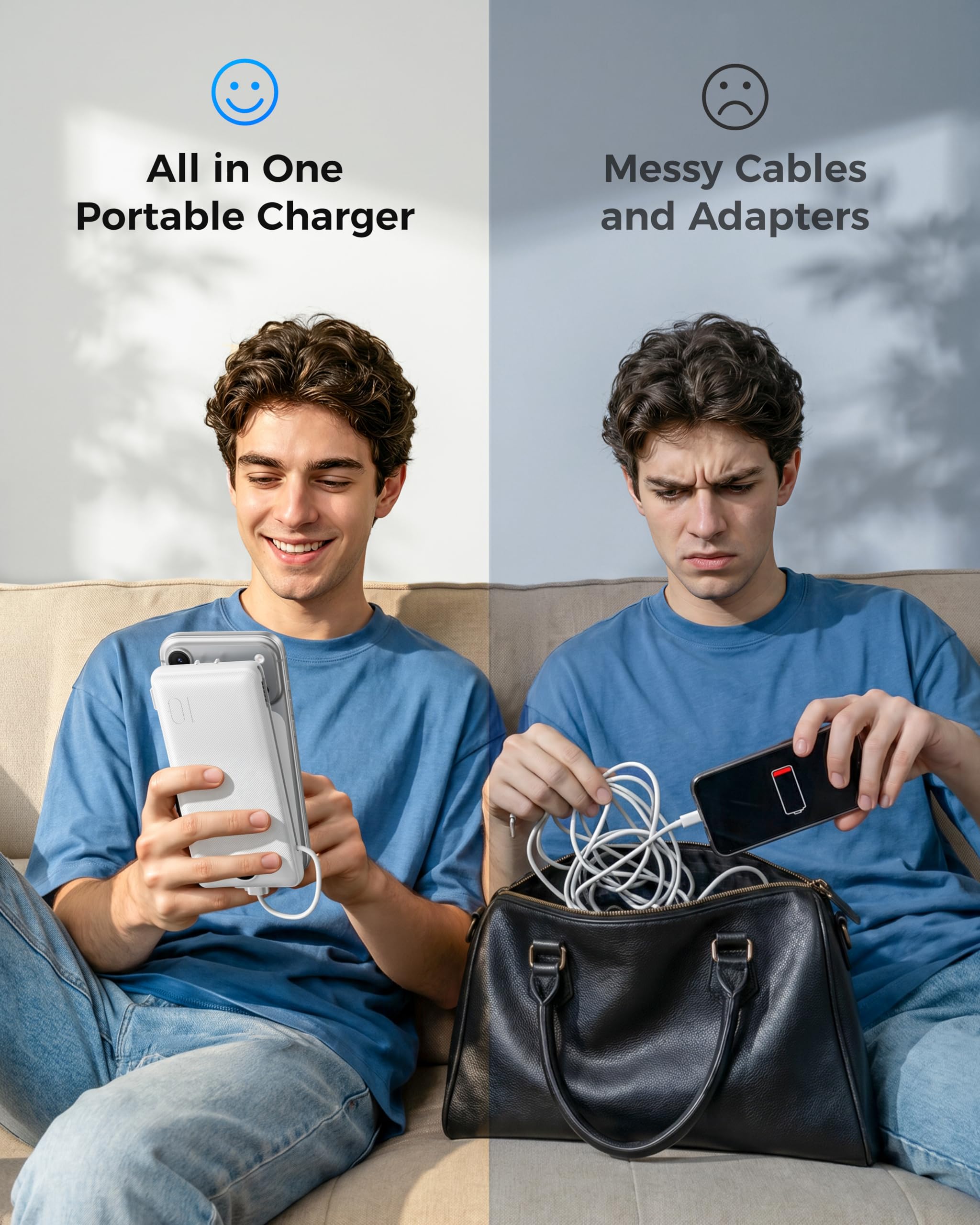VEGER cargando cuatro dispositivos simultáneamente para mayor comodidad