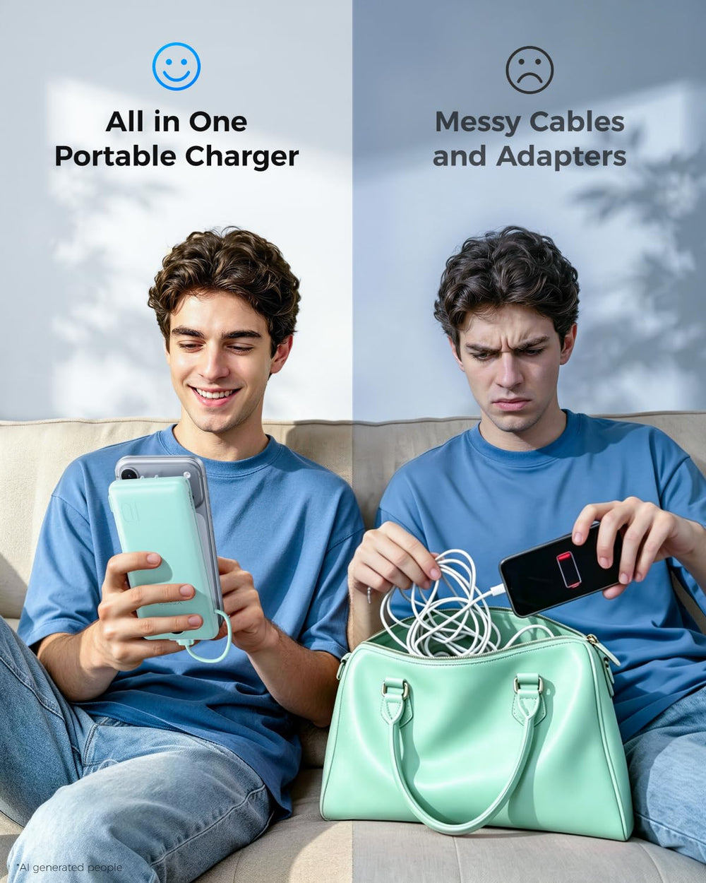 VEGER tamaño en mano para demostrar portabilidad y ligereza