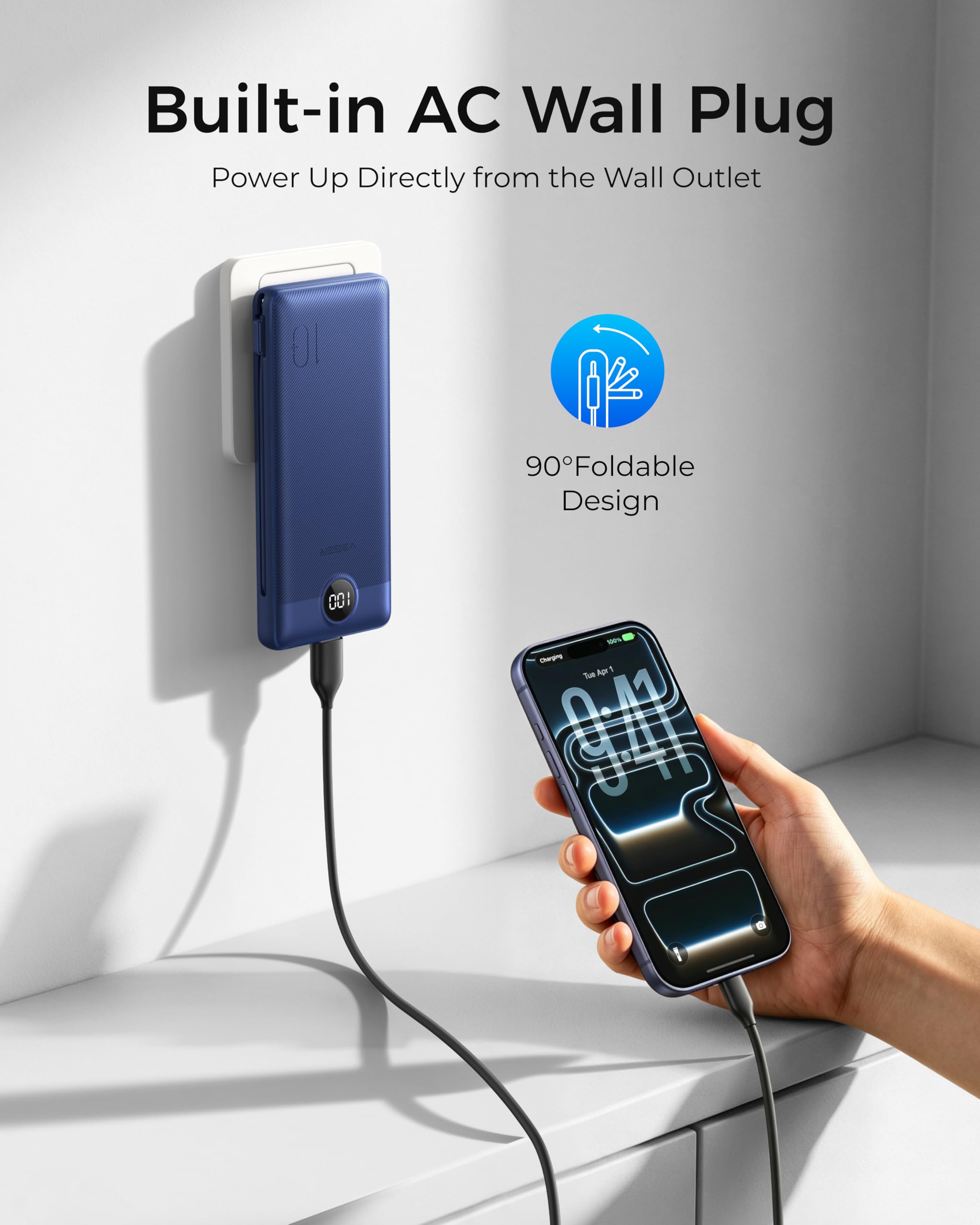 VEGER cables integrados Lightning y USB‑C mostrando la comodidad sin accesorios externos