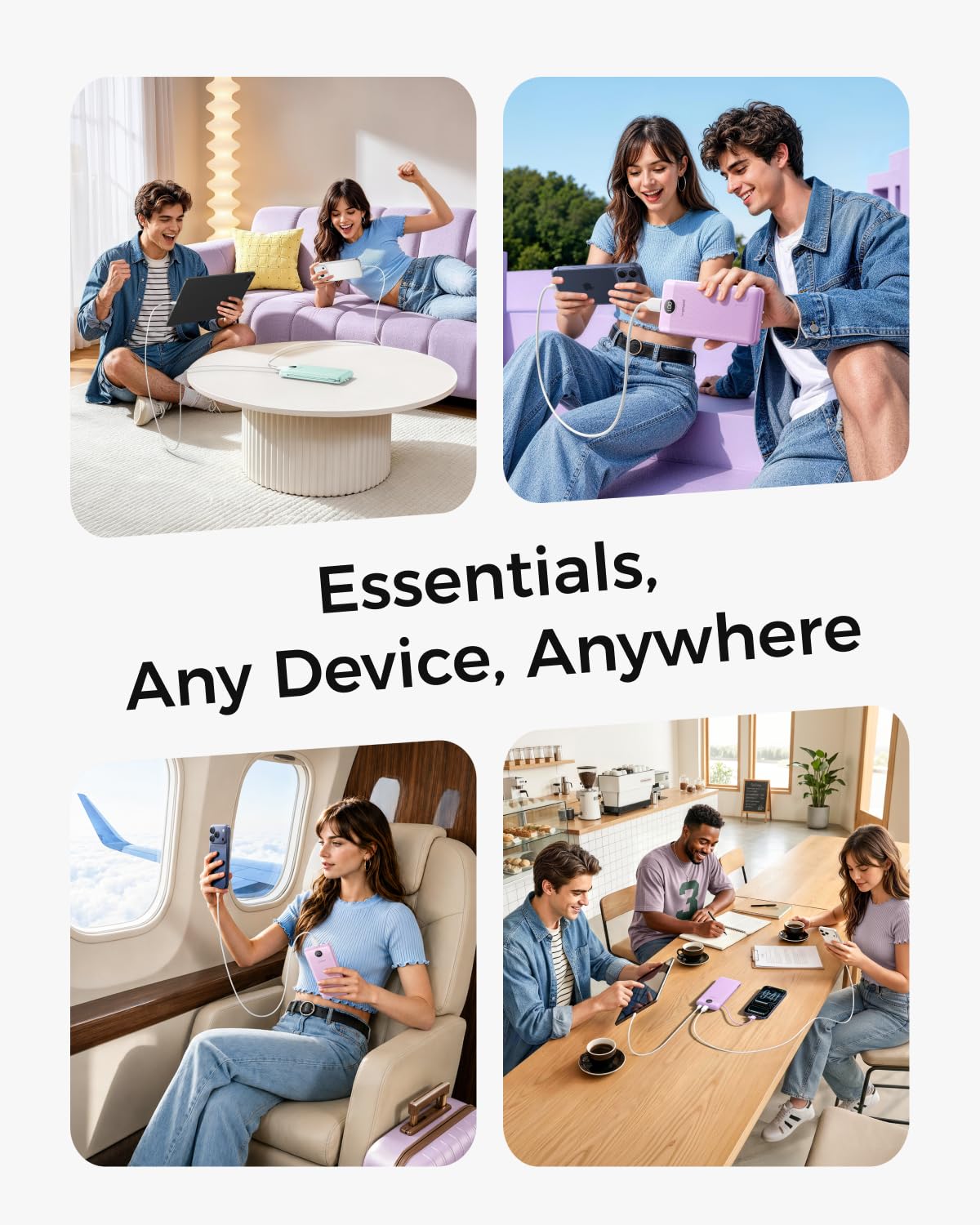 VEGER caja abierta con power bank y funda de malla, incluye accesorios