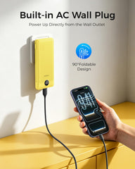 VEGER enchufe AC retráctil mostrado listo para recargar en pared