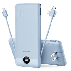 VEGER vista frontal del power bank con diseño compacto y enchufe integrado