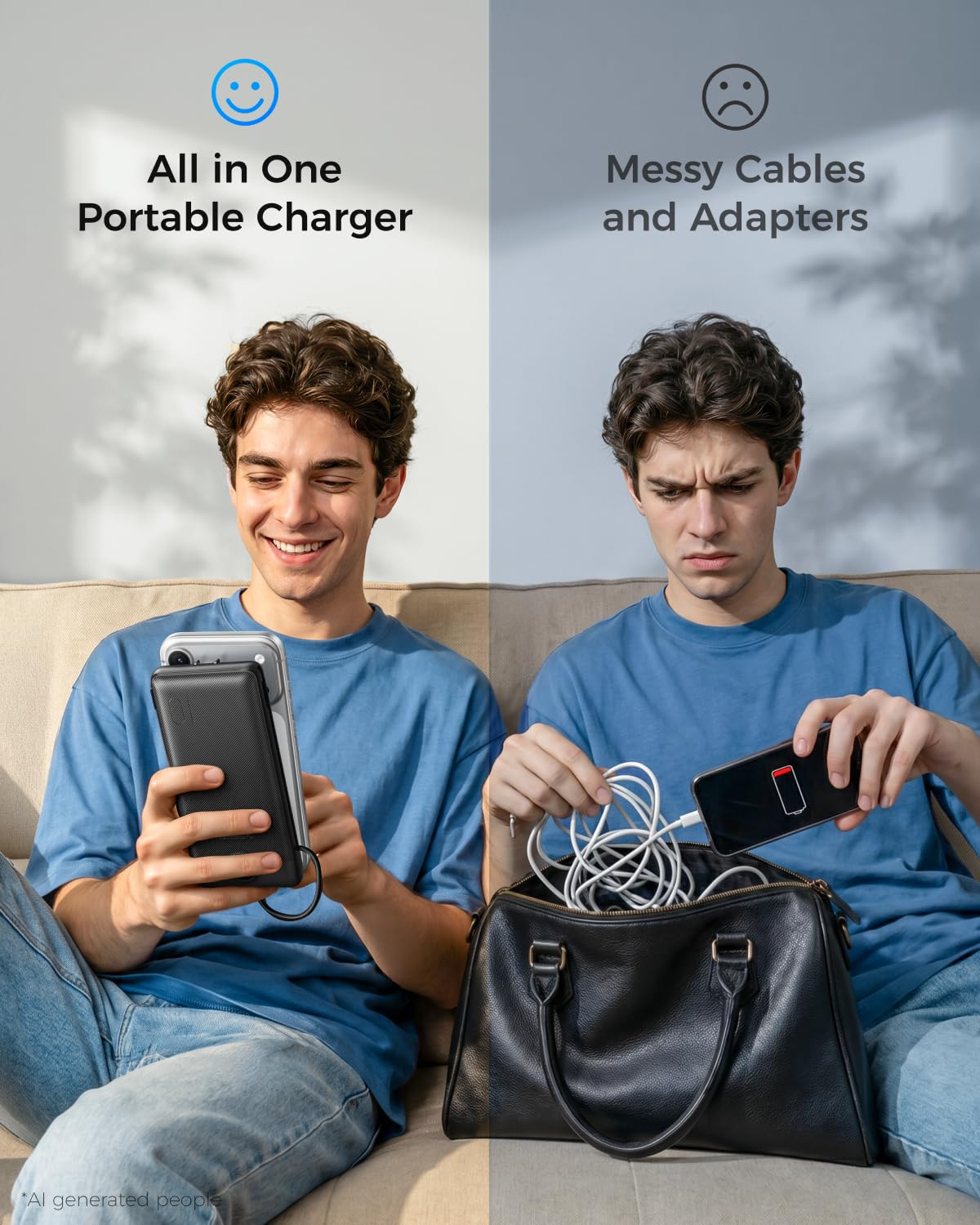 VEGER comparación de tamaño en bolsillo para demostrar portabilidad