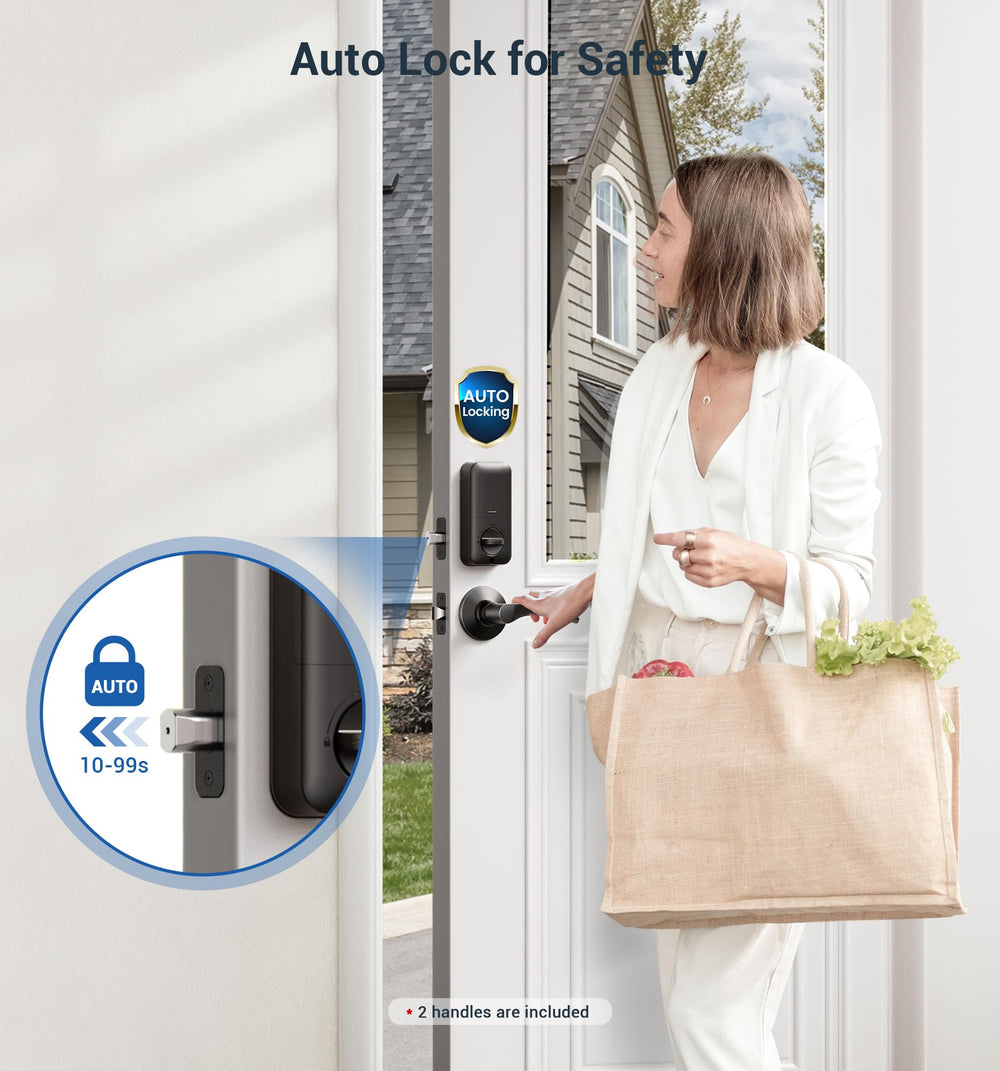 Veise KS02B side profile mounted on a door showing slim footprint and weather resistance