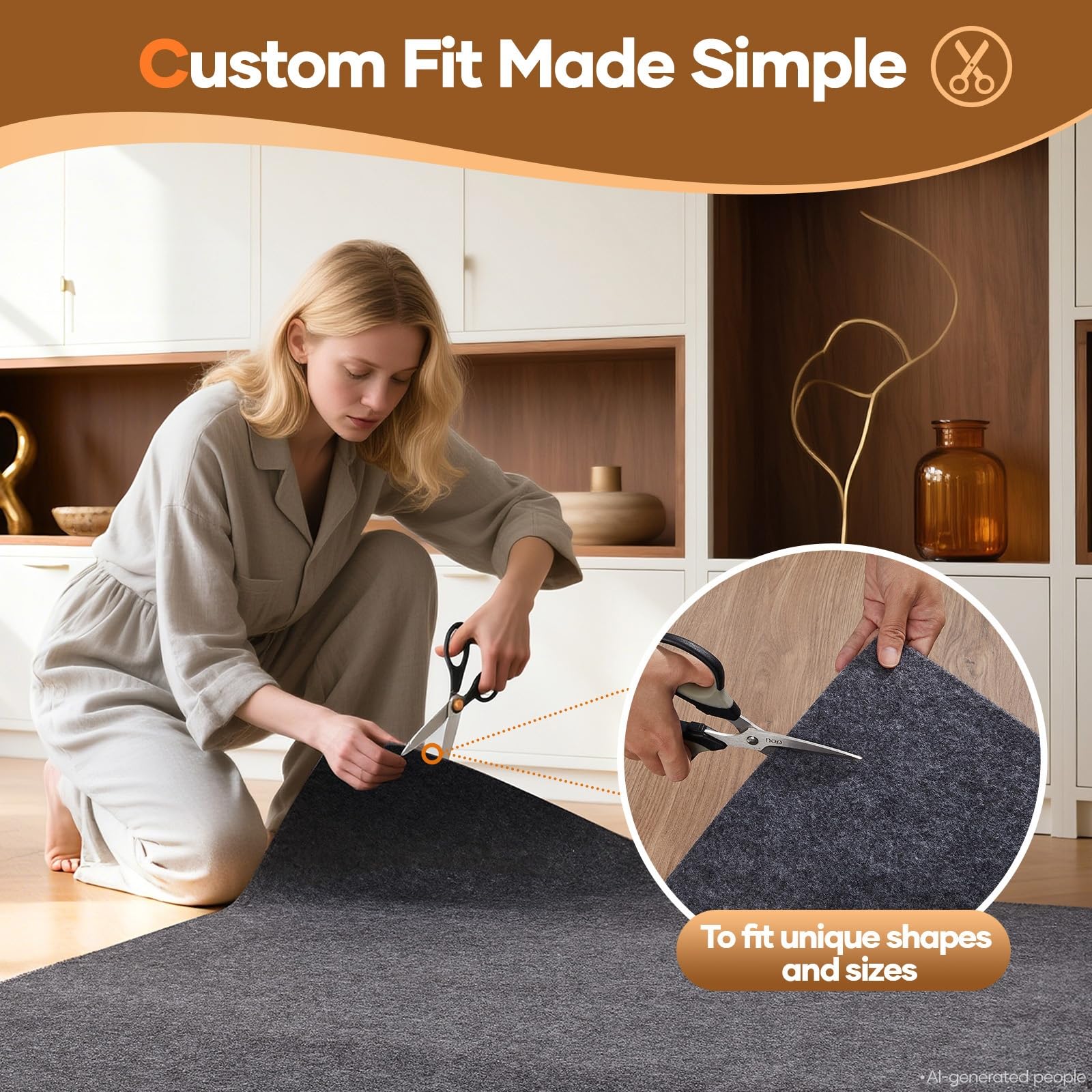 Veken uso en salón con alfombra para protección y reducción de ruido