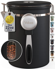 Veken front view canister showing sleek design and airtight benefit