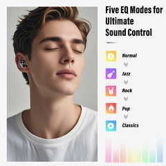VEKJ estuche abierto con auriculares y pantalla LED mostrando carga