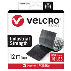 VELCRO cinta frontal y empaque mostrando dimensiones y diseño, beneficio: información clara