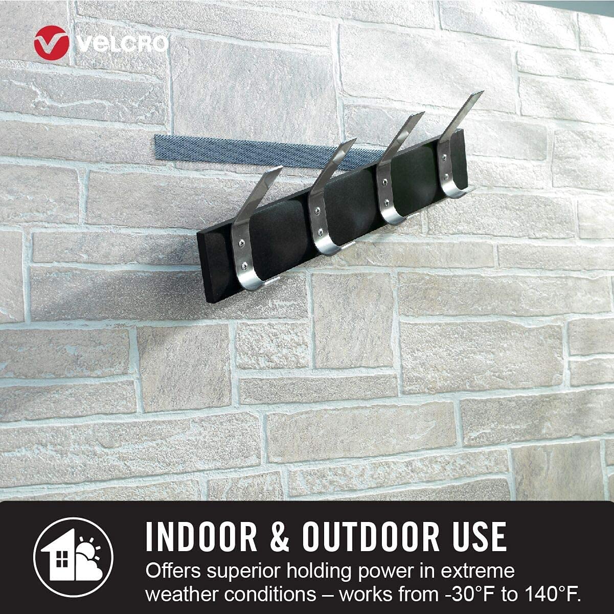 VELCRO rollo de 20 ft junto a una regla para comparar tamaño