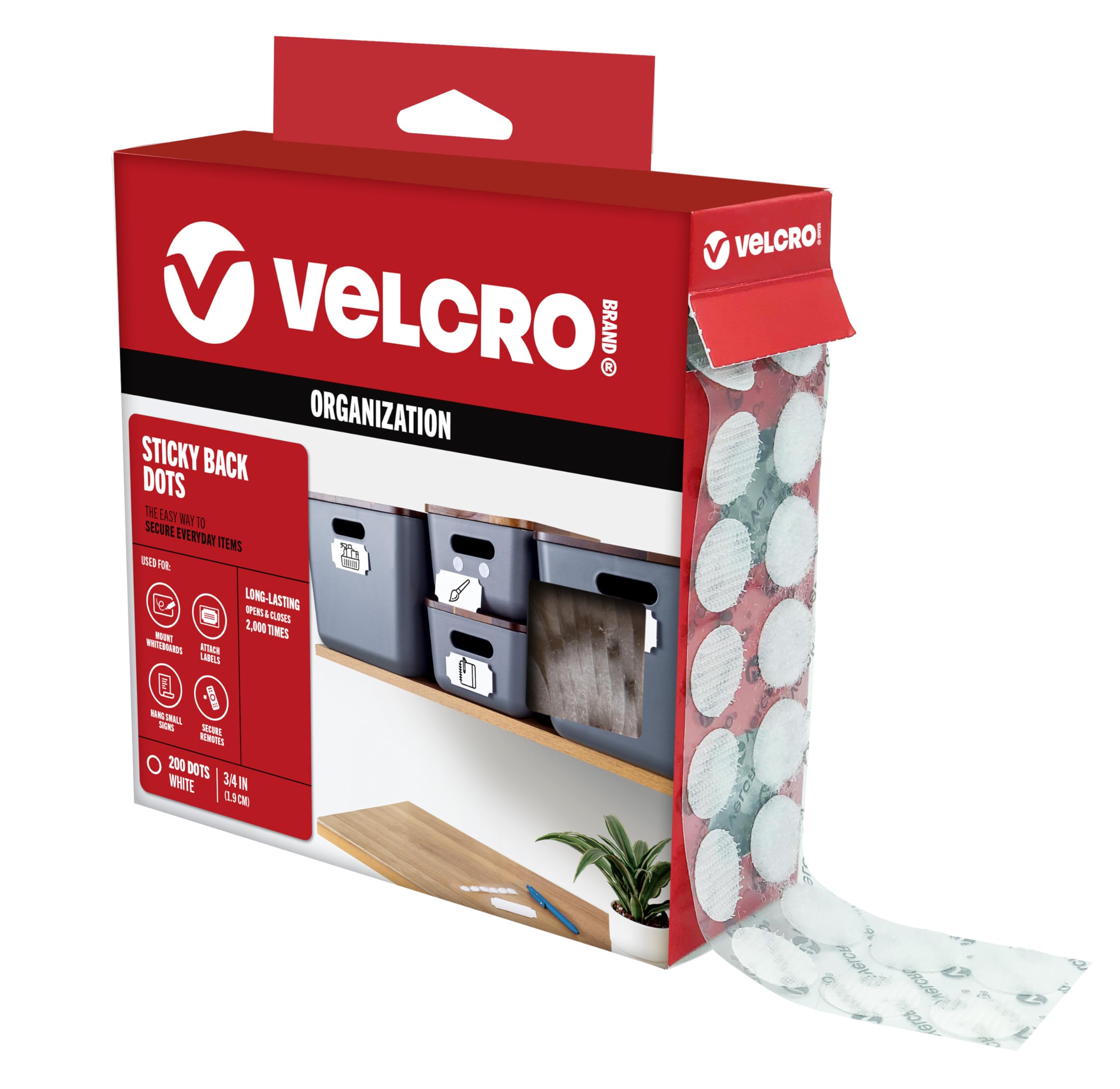VELCRO Brand empaque frontal de Dots adhesivos, conveniencia y cantidad