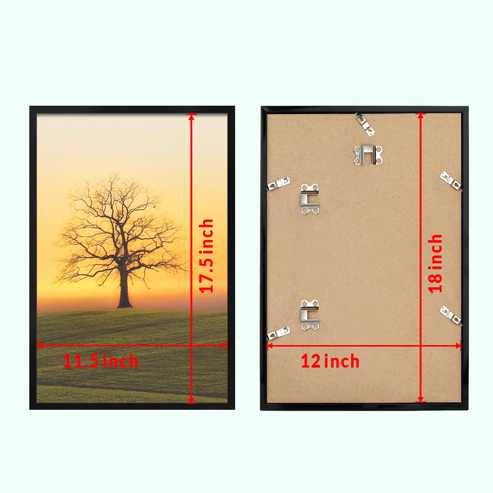 Veleclo marco 12x18 colgado en pared, muestra fácil montaje y estilo