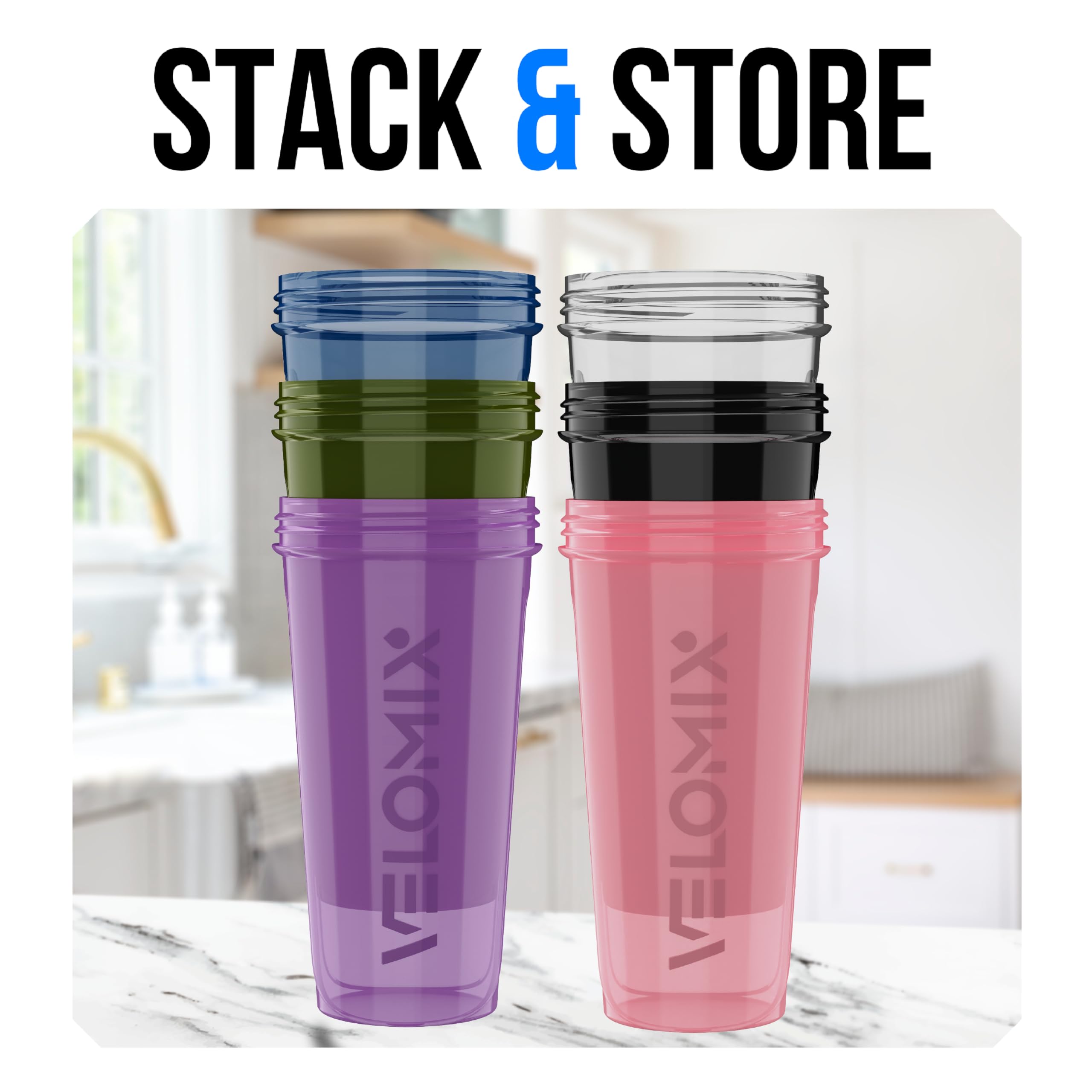 VELOMIX vaso en uso en gimnasio facilitando preparación rápida de batidos