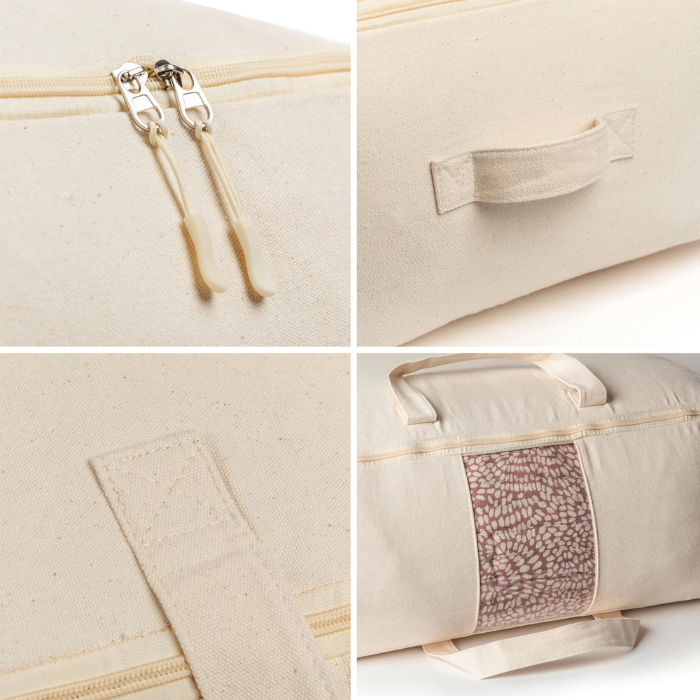 VeraMia bolsa junto a una silla para comparar tamaño y volumen