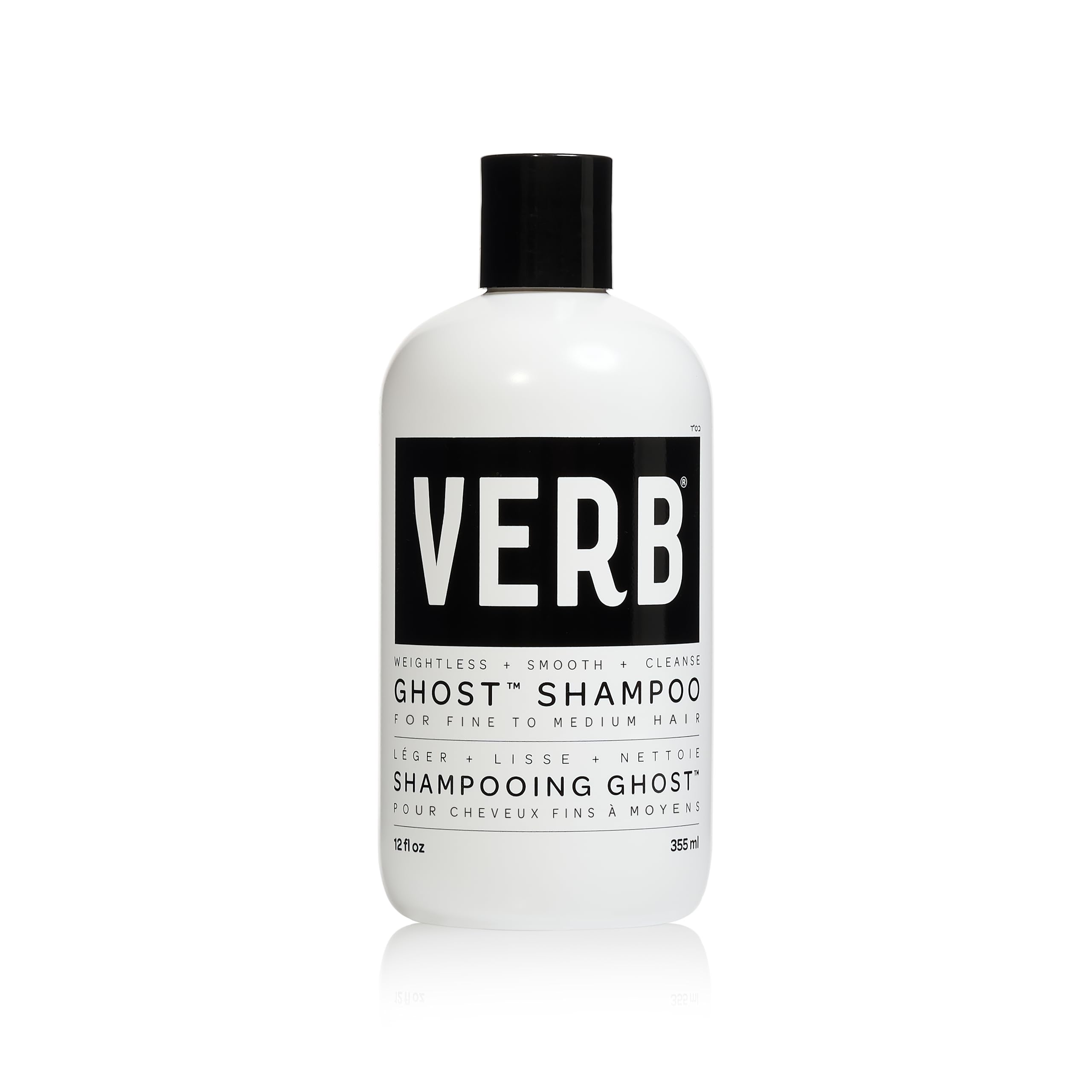 VERB Ghost champú frente del envase mostrando tamaño y diseño beneficioso