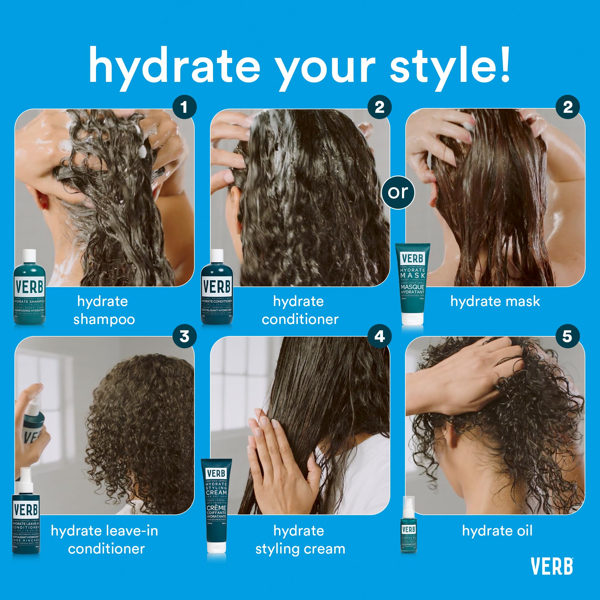 VERB cabello seco y estilizado con menos frizz, resultado pulido y suave