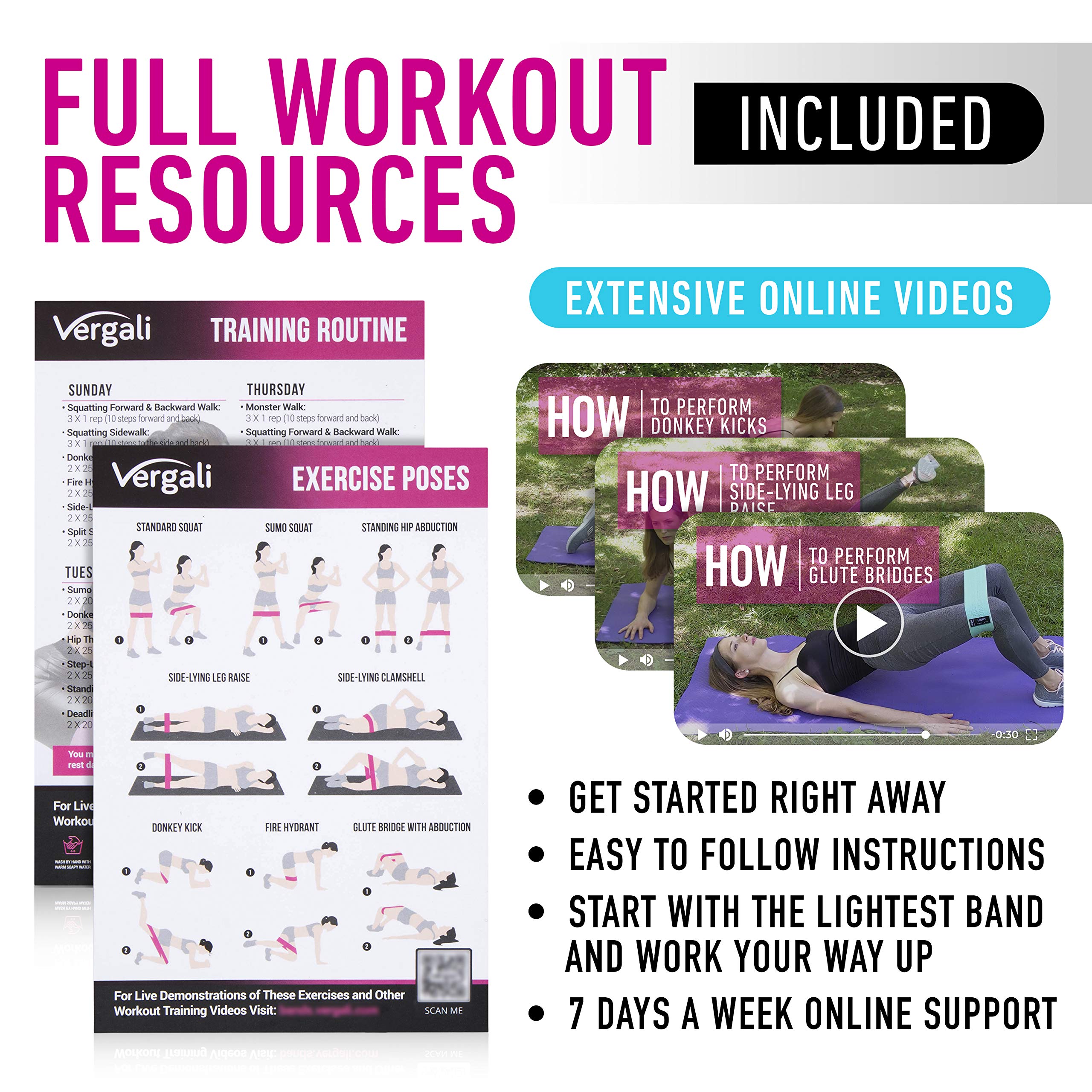 Vergali bands stacked to show four resistance levels for progressive training