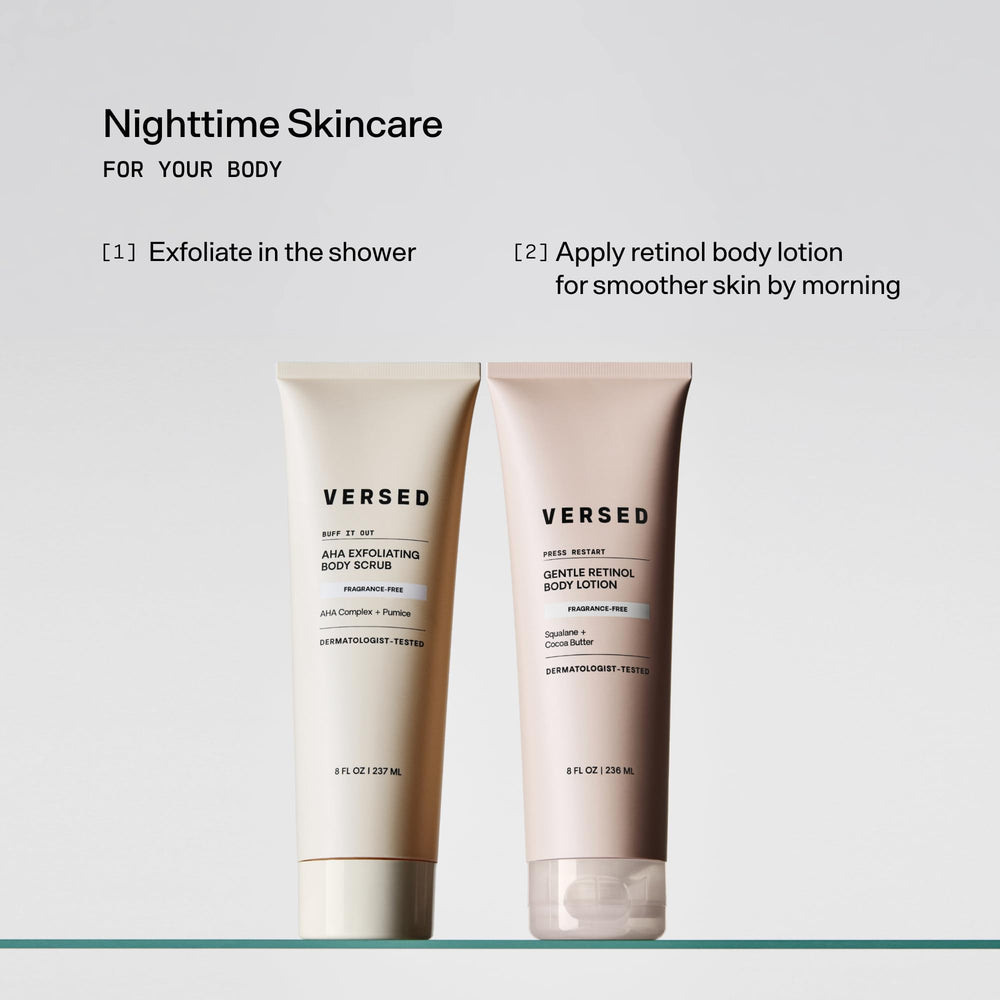 Versed etiqueta con ingredientes destacando retinol encapsulado y escualano