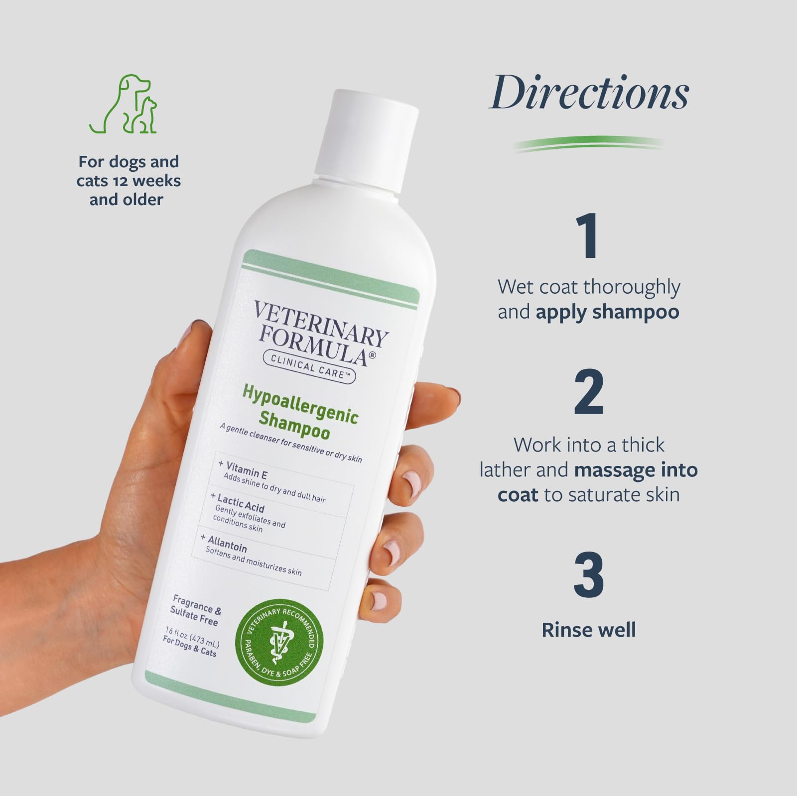 Veterinary Formula etiqueta con ingredientes clave y beneficios calmantes