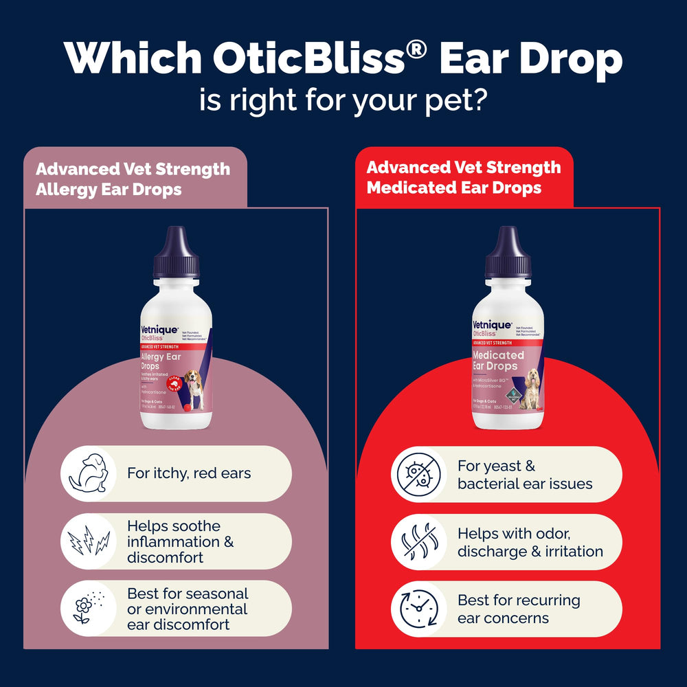 Vetnique Oticbliss en baño ilustrando rutina de limpieza y aplicación