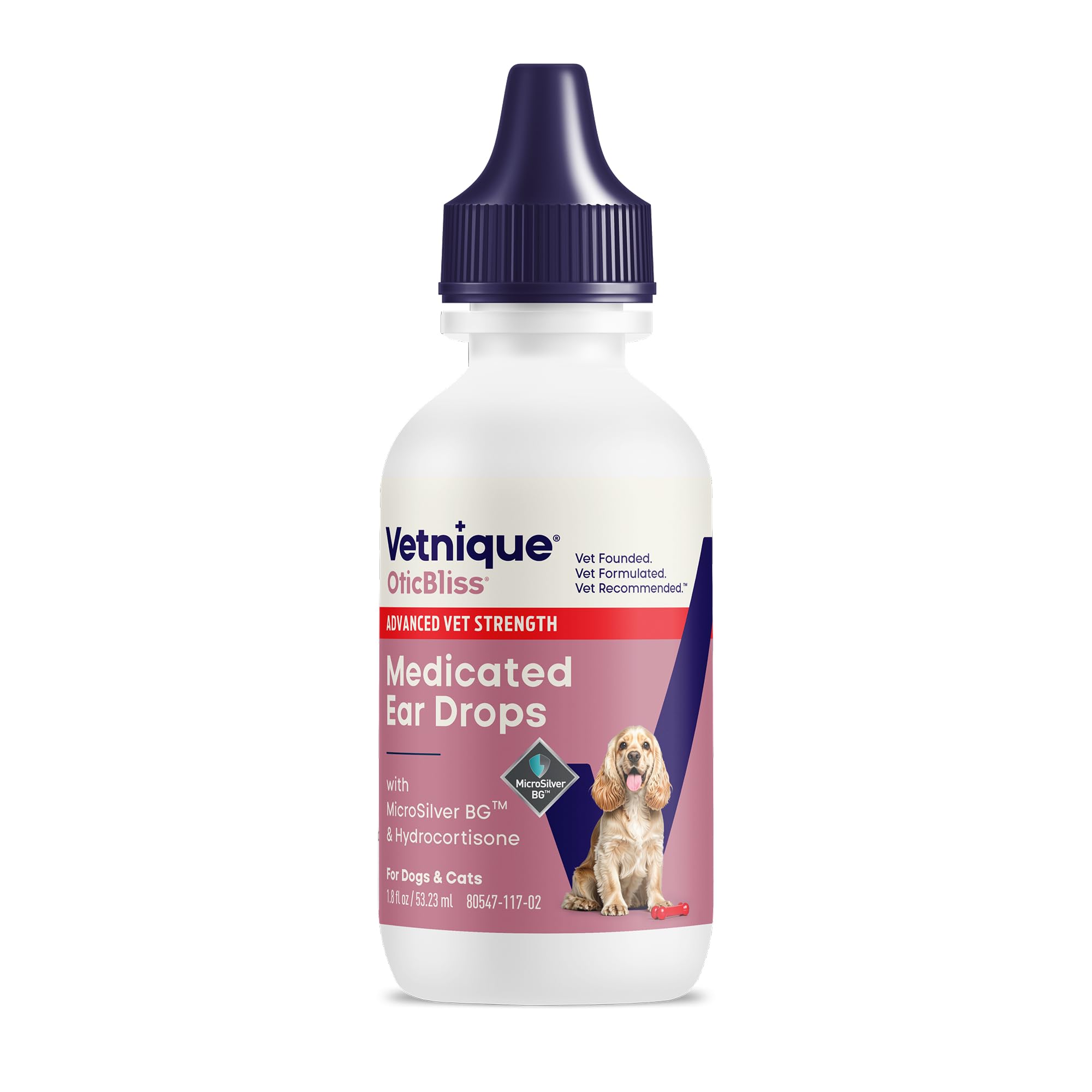 Vetnique Oticbliss frontal del envase mostrando uso veterinario y claridad