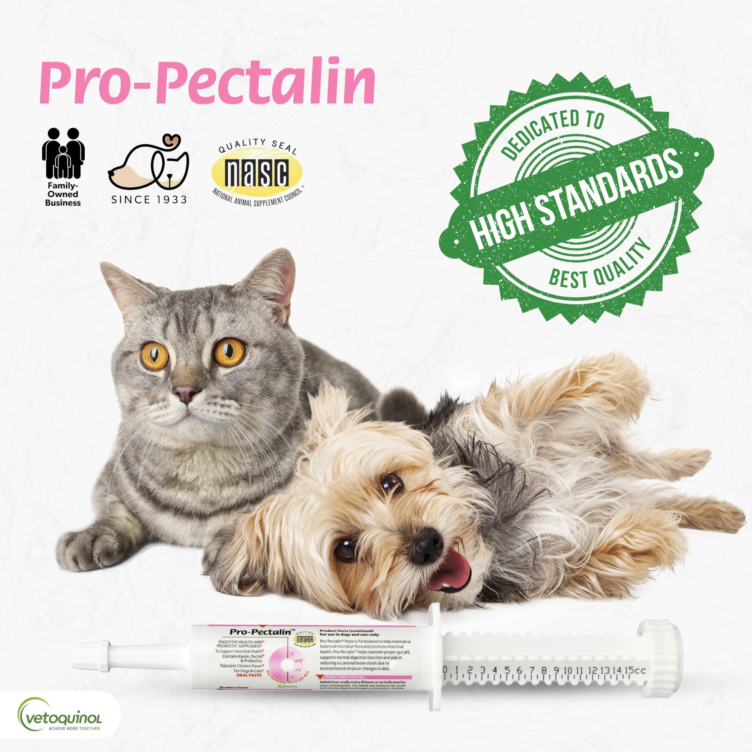 Vetoquinol Pro-Pectalin etiqueta con ingredientes activos para confianza y transparencia