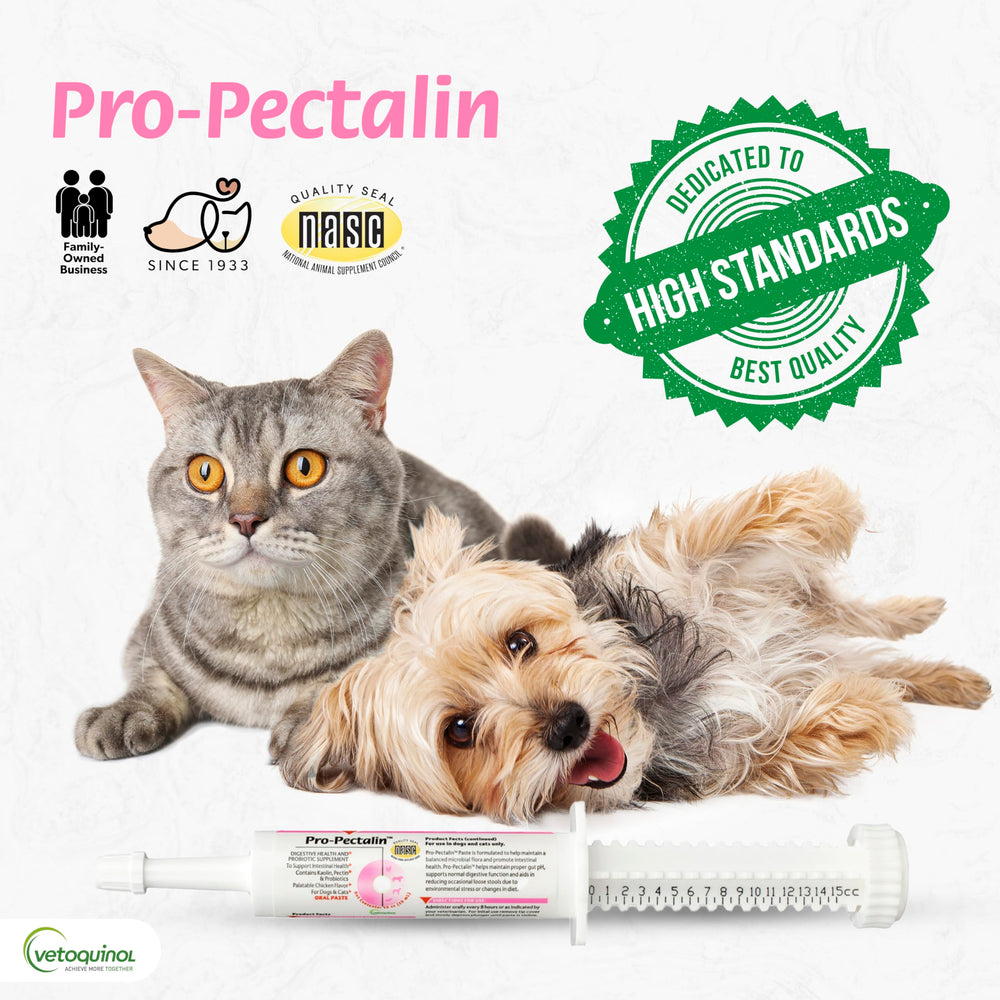 Vetoquinol Pro-Pectalin etiqueta con ingredientes activos para confianza y transparencia