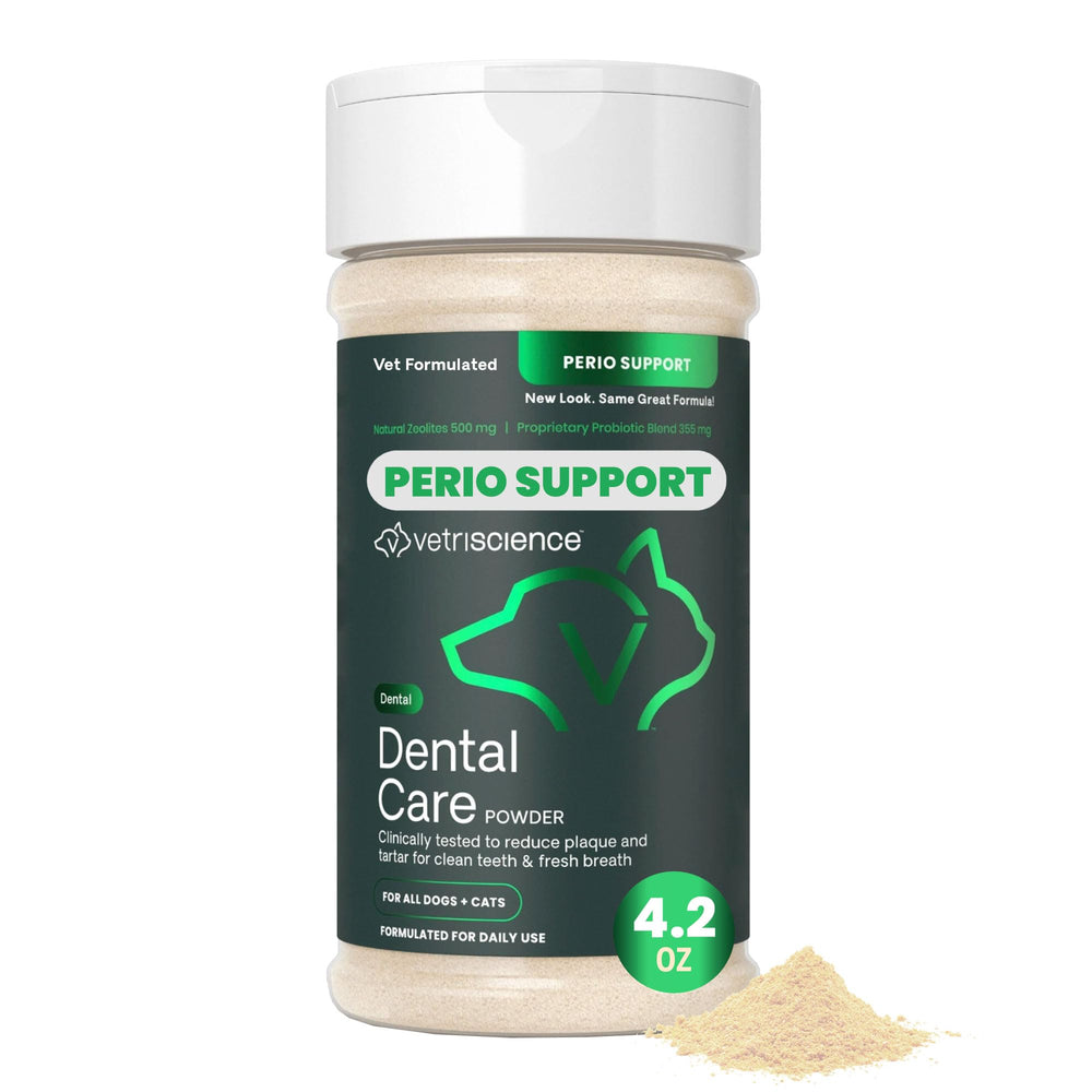 VetriScience front packaging showing dental powder and benefits