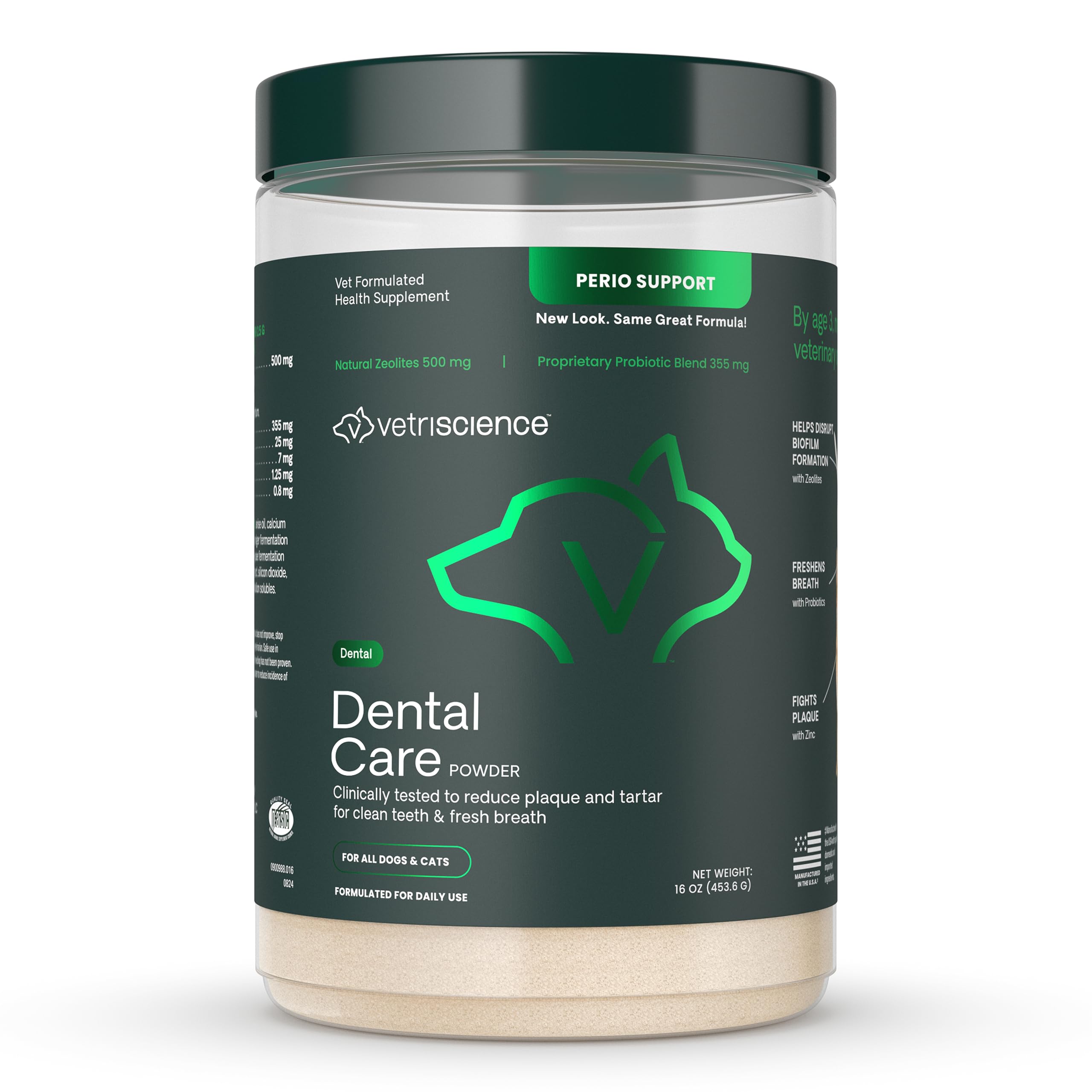 VETRISCIENCE envase frontal mostrando polvo dental para fácil identificación