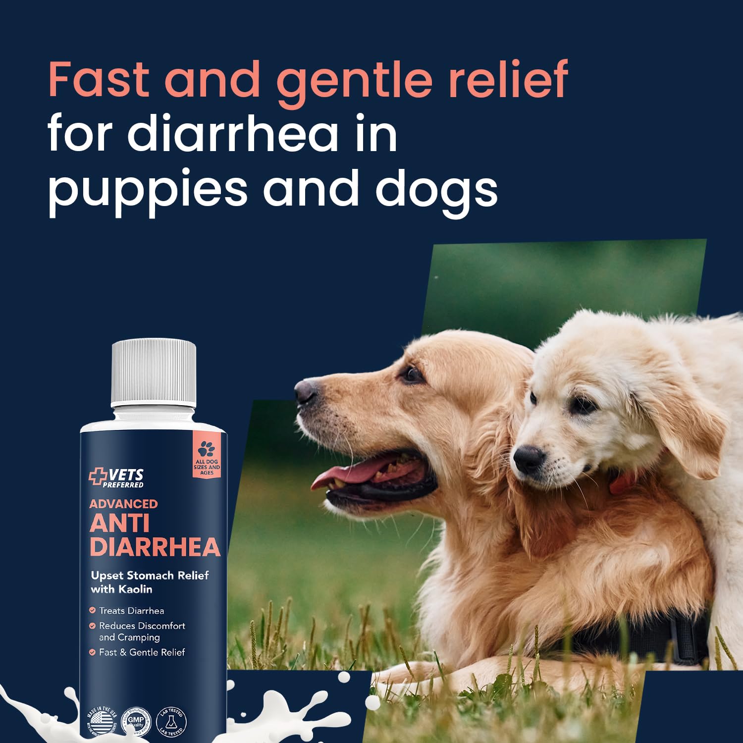 Vets Preferred comparación de tamaño 8 fl oz para dosificación clara