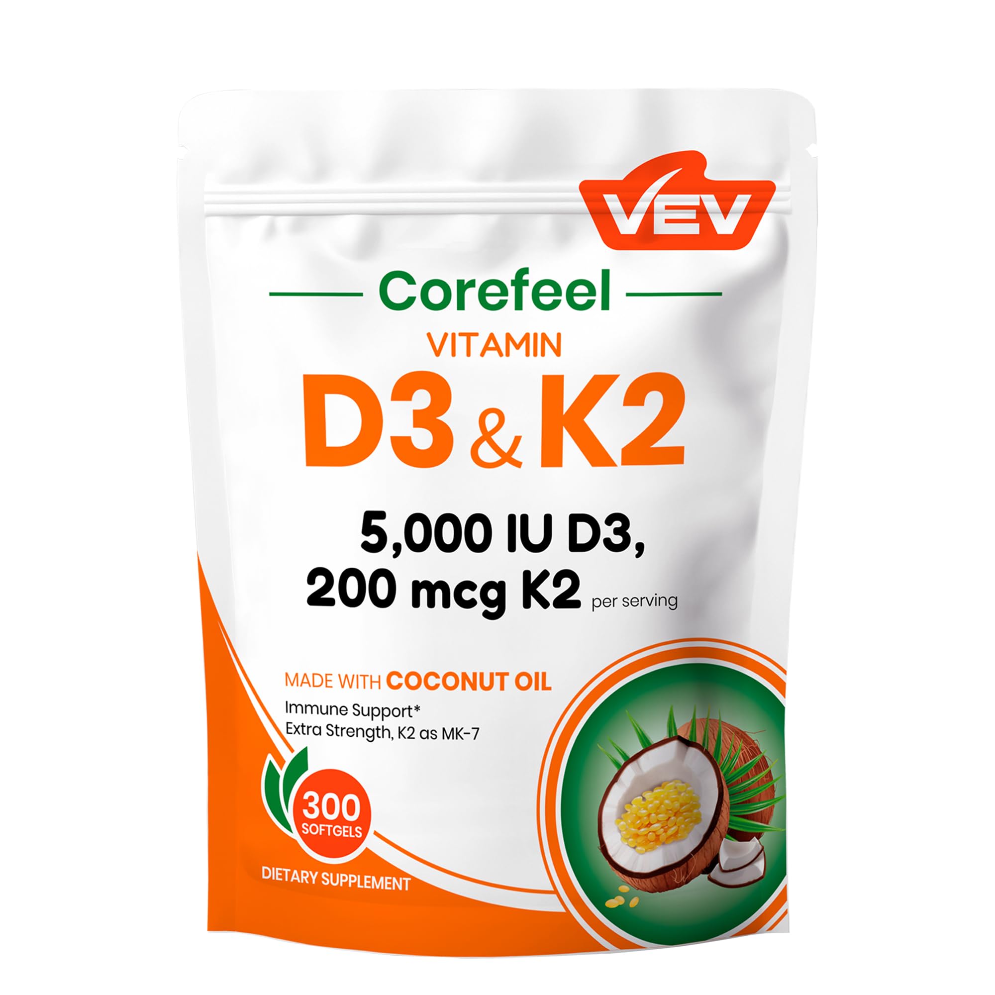 VEV presentación frontal del envase mostrando 300 cápsulas y beneficios