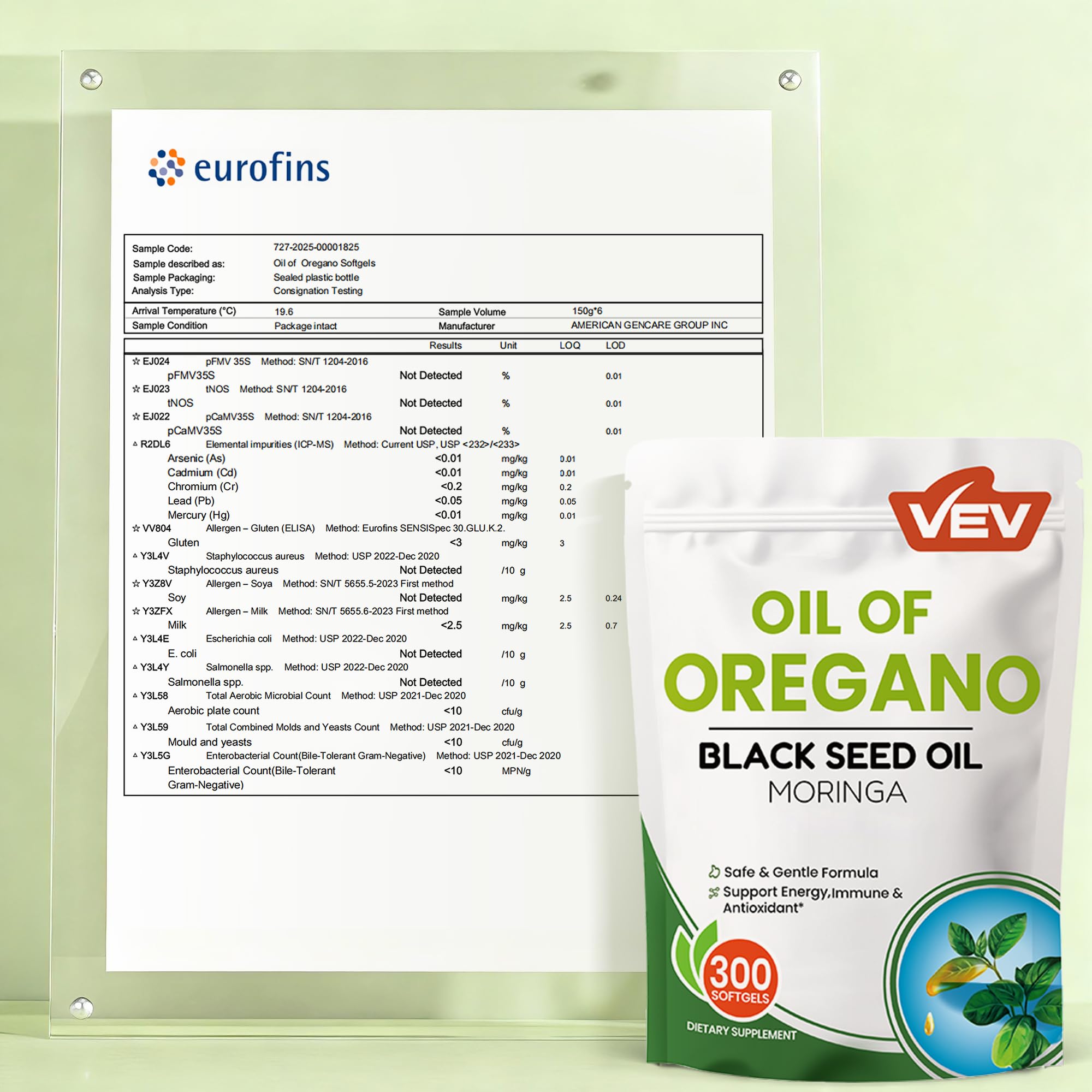 VEV ingredientes moringa y semilla negra ilustrando blend orgánico
