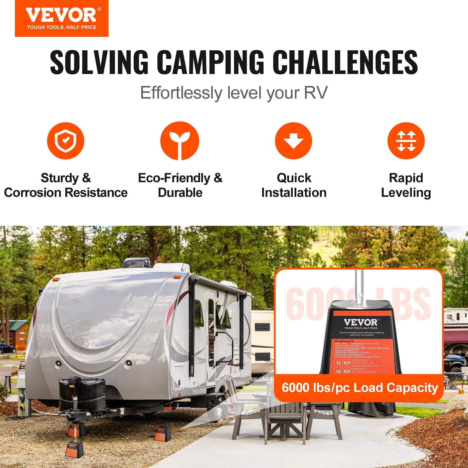 VEVOR detalle de textura antideslizante para mayor seguridad de apoyo