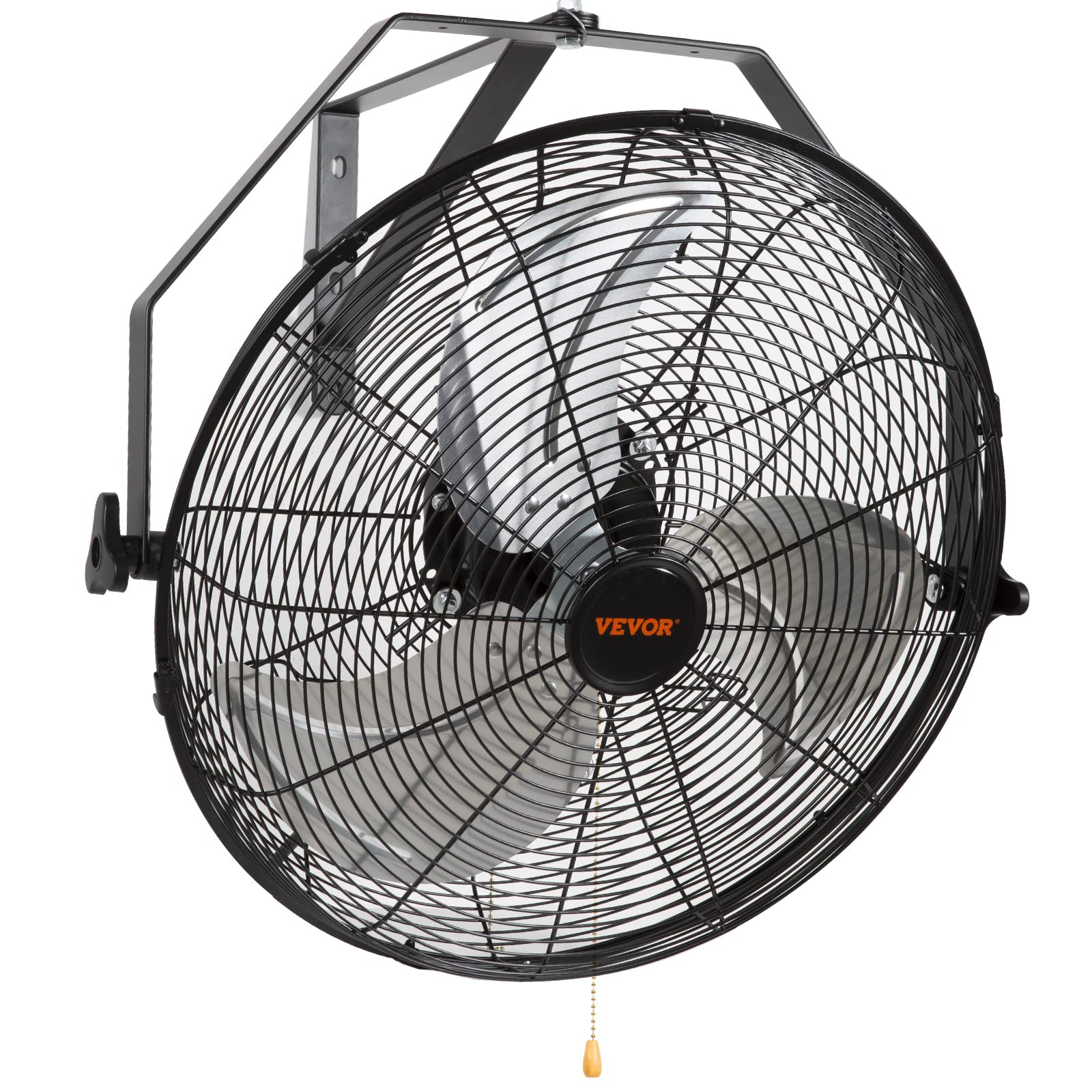 VEVOR front view of 18-inch wall fan showing metal guard and airflow, highlighting durable design