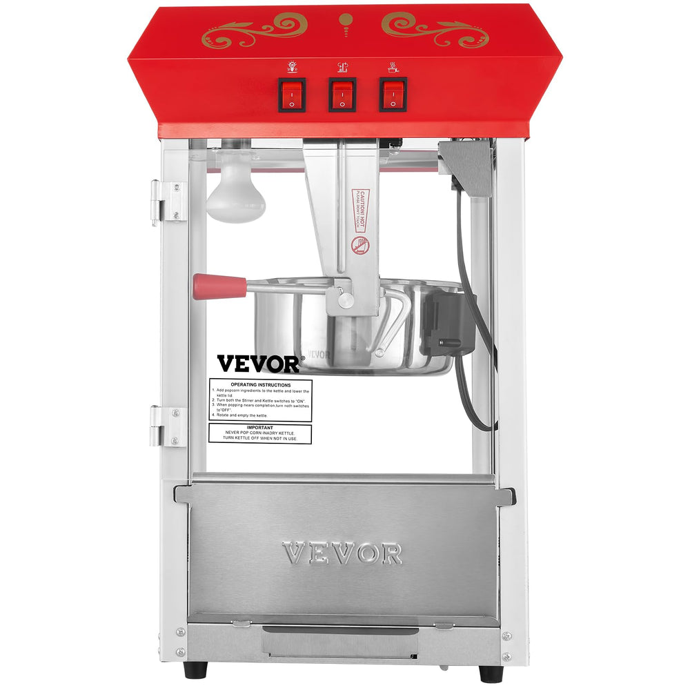 VEVOR máquina de palomitas en un puesto de feria, diseñada para alto flujo de clientes