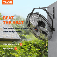VEVOR side view tilted fan aimed downward, showing adjustable angle for targeted cooling