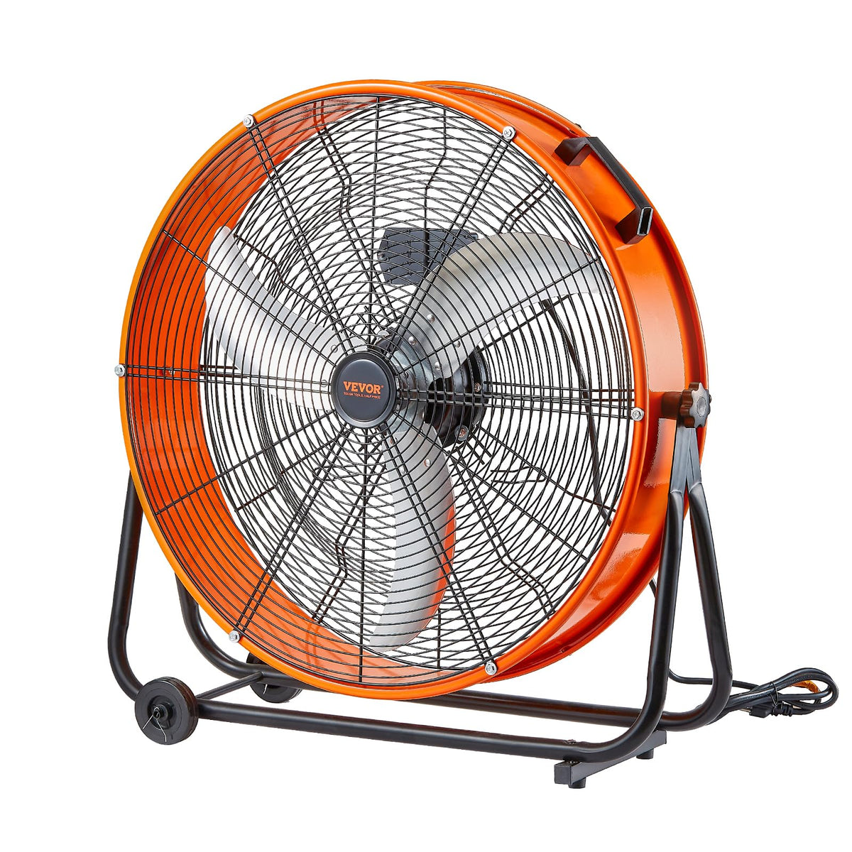 VEVOR ventilador tambor frontal mostrando robustez y flujo potente
