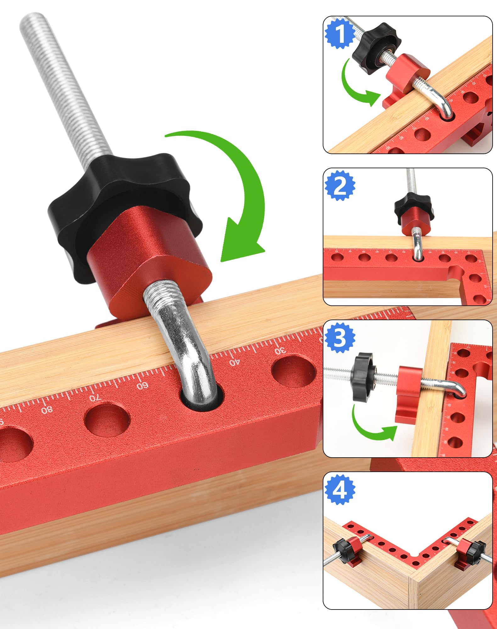 VEXTHYX en uso sujetando un marco de madera para montaje estable