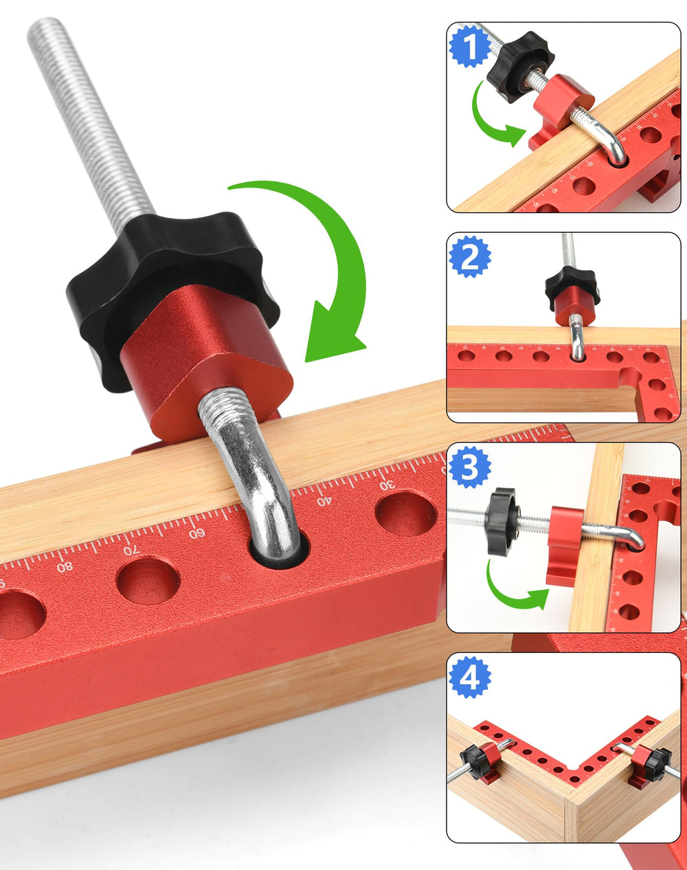 VEXTHYX en uso sujetando un marco de madera para montaje estable