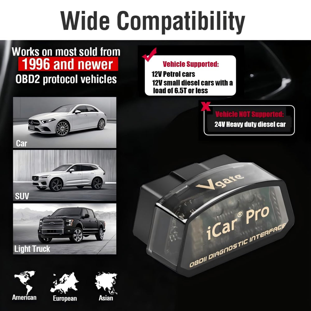 Vgate iCar Pro tamaño comparado con mano para transporte cómodo