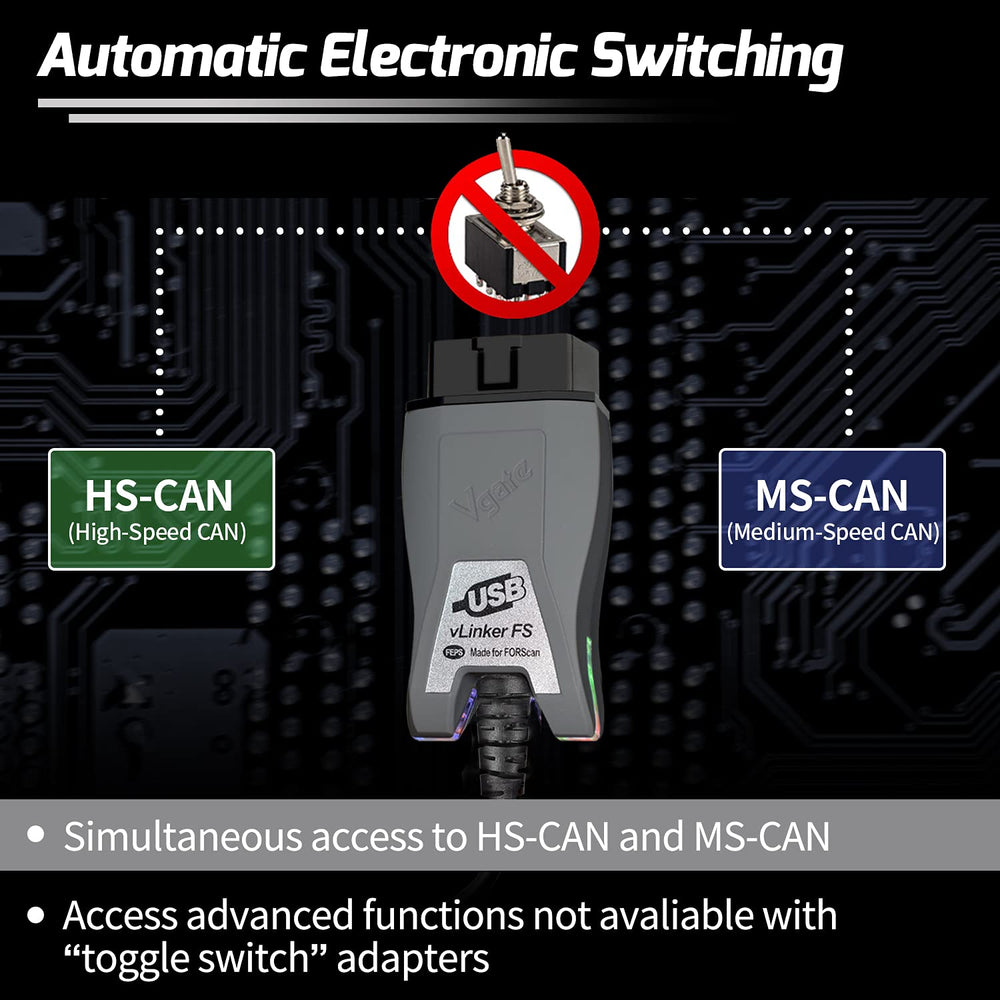 Vgate vLinker FS conector OBD2 mostrando pines, facilita diagnóstico estable