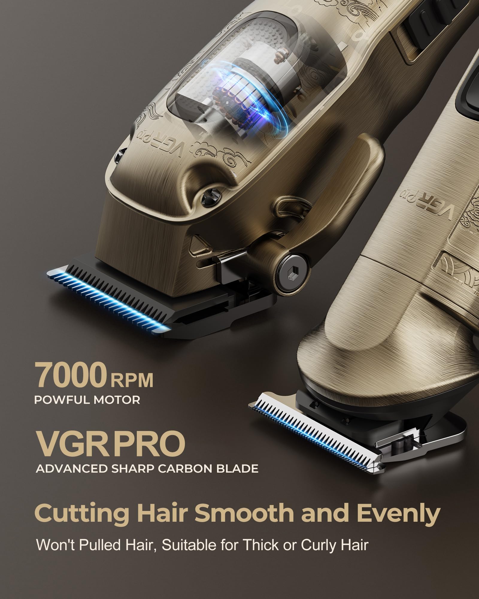 VGRPRO cuchillas afiladas en detalle, corte eficiente sin tirones