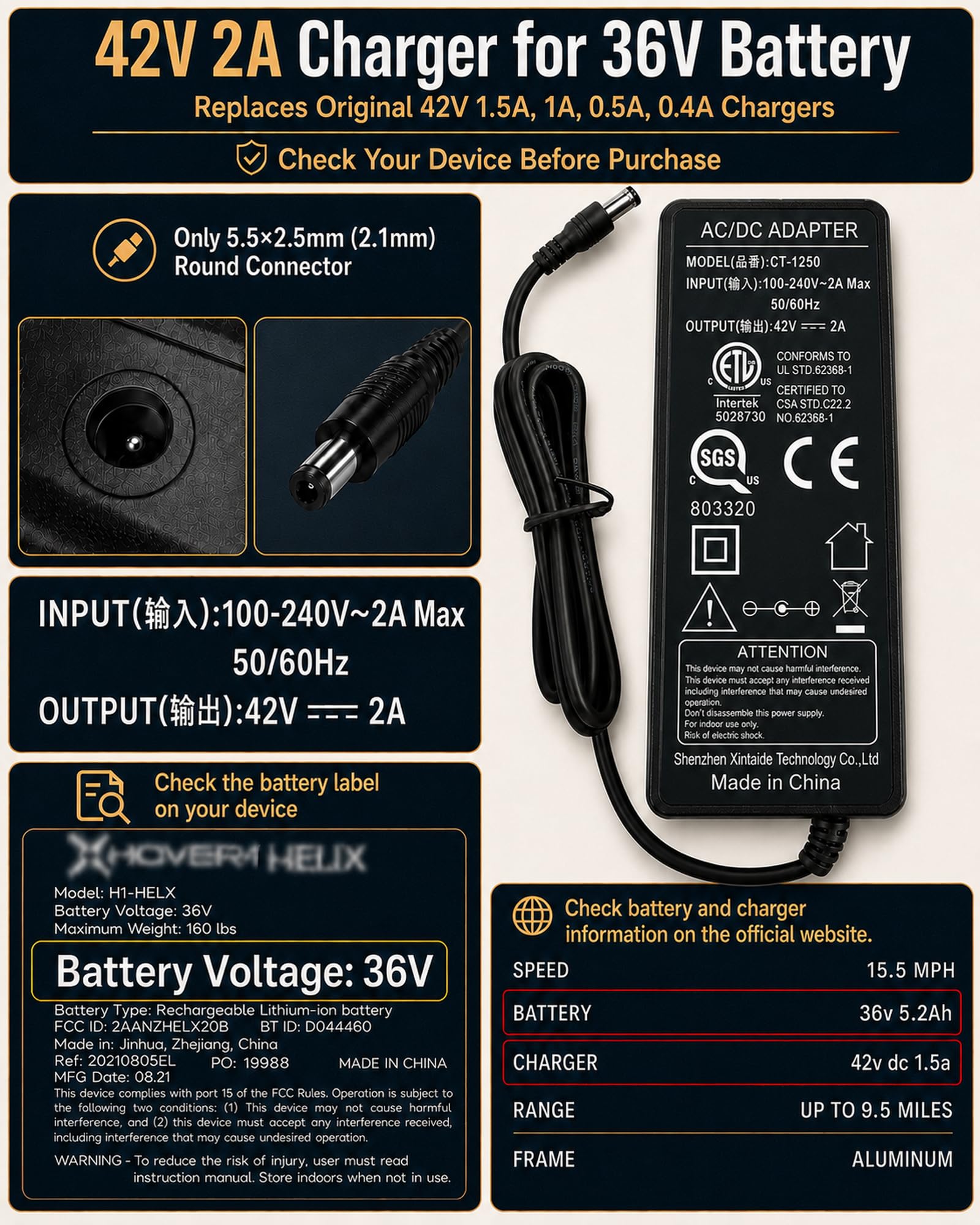 vhbw cable largo 9.8ft detalle que facilita enchufar sin mover el patinete
